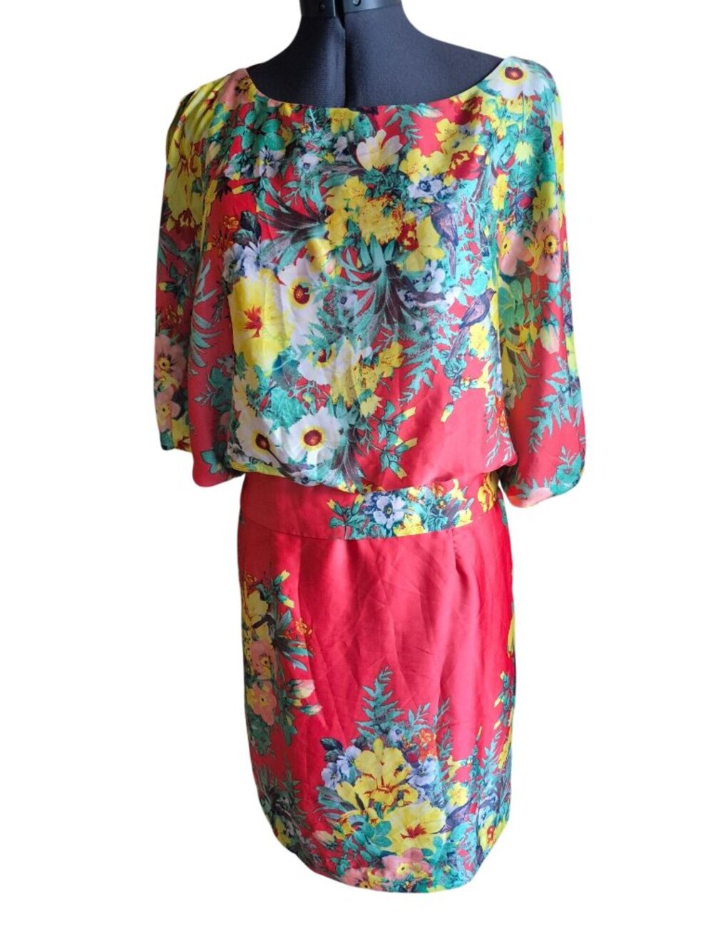 Bisou Bisou Floral Red Dress Size 16